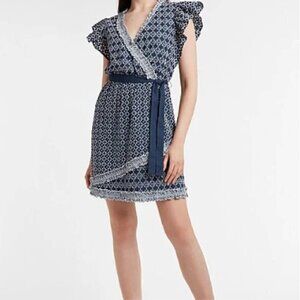 Express Navy White Eyelet Lace Dress Size XL